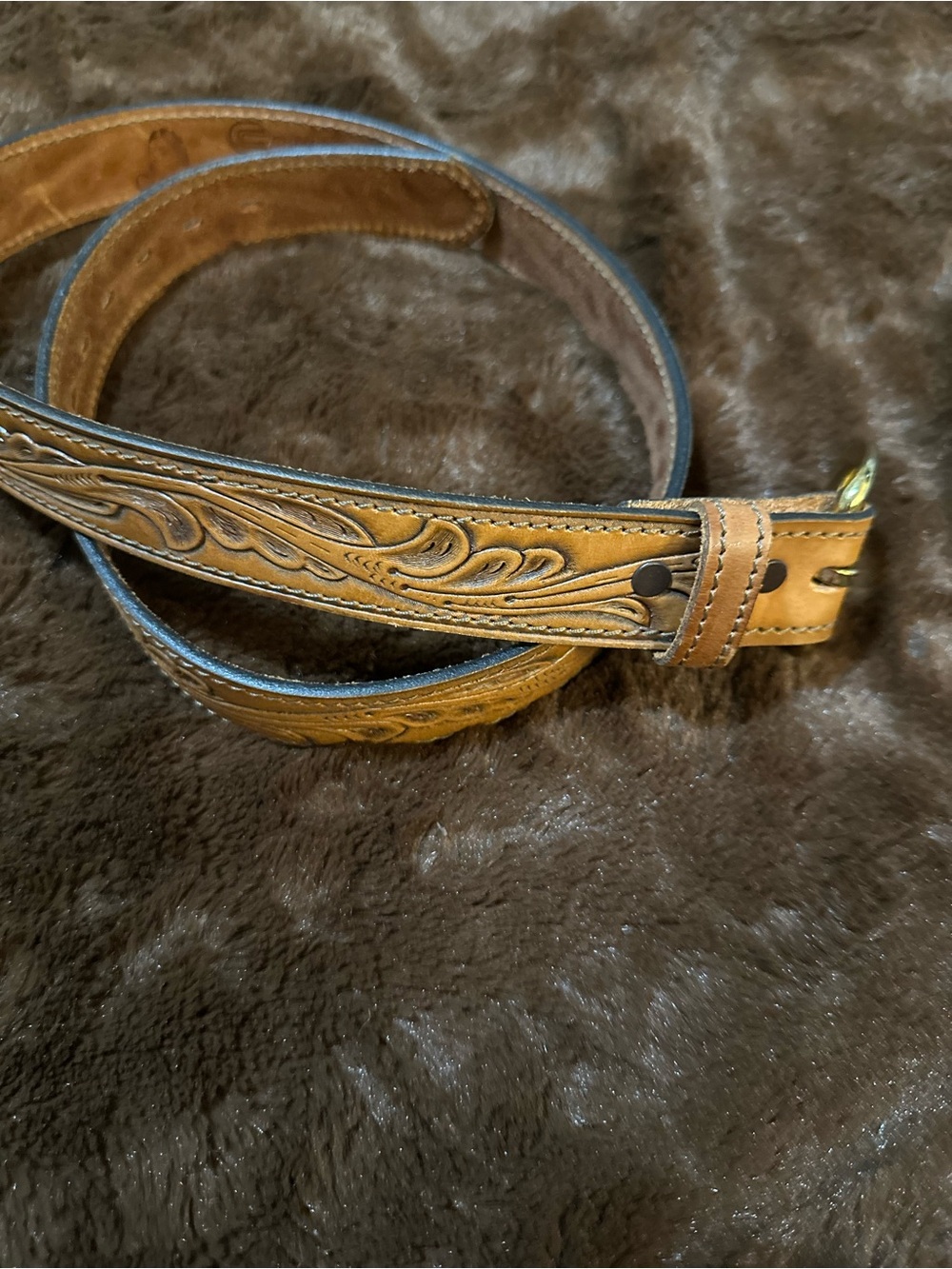 Vintage Hand Tooled Leather Belt